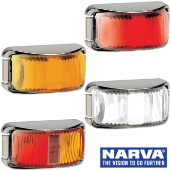 Narva Model 16 / LED Marker Lamps With Chrome Deflector Base & 0.5m Cable